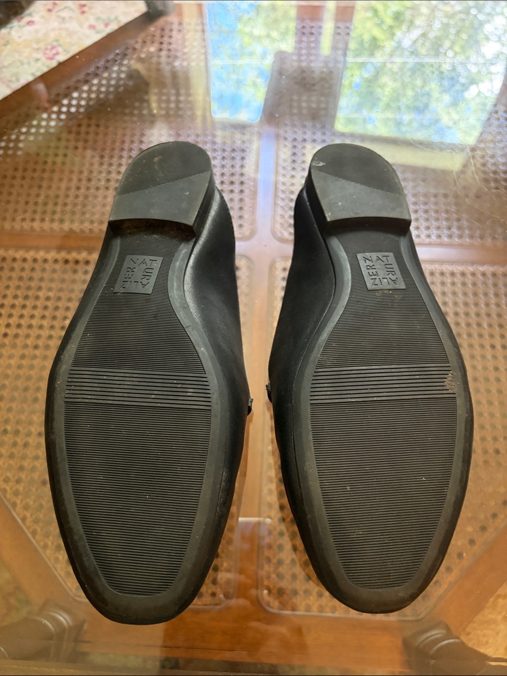 Naturalizer Black Slip-On Loafers with Gold Chain Detail - Picture 3 of 4